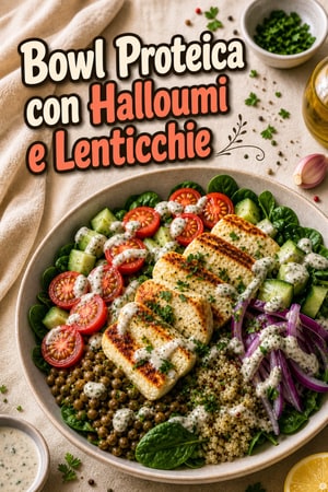 Bowl Mediterranea Proteica con Halloumi e Lenticchie