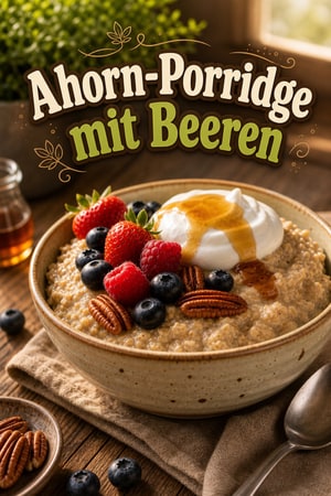 Overnight Slow Cooker Ahorn-Haferbrei mit Beeren und Nüssen