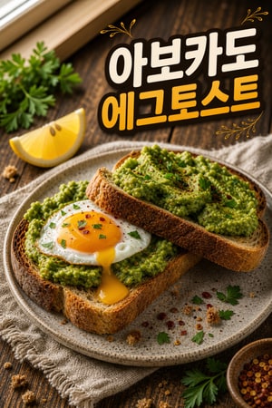 하루 지난 빵을 바삭하게 되살려 만든 업그레이드 아보카도 에그토스트, 레몬·허브로 완성하는 간단 브런치 레시피