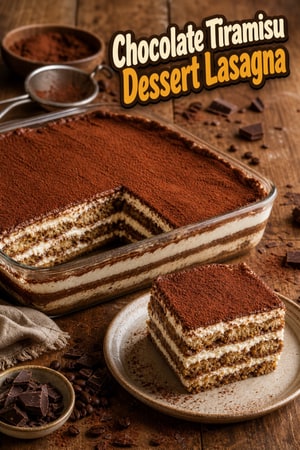 Decadent Chocolate Tiramisu Dessert Lasagna