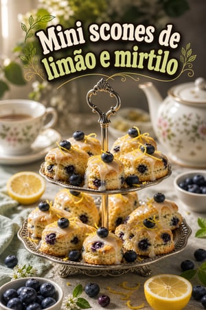 Mini Scones de Limão e Mirtilo com Glacê de Earl Grey