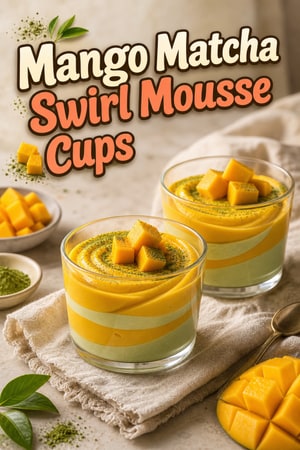 Mango Matcha Swirl Mousse Cups