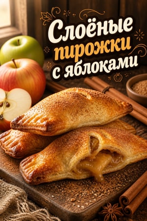 Мягкие яблочные пирожки в слоёном тесте с корицей