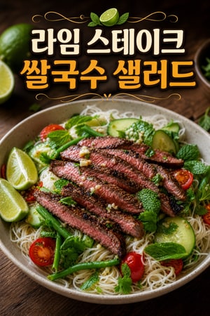 마늘 라임 스테이크 쌀국수 샐러드