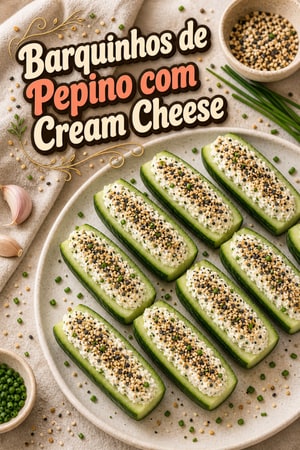 Barcos de Pepino com Cream Cheese e Everything Bagel