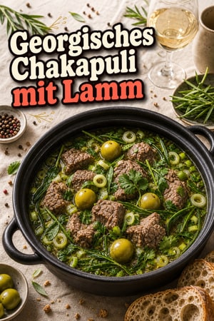 Authentisches Chakapuli: Georgischer Lamm-Estragon-Eintopf