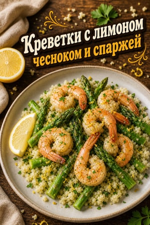 Пикантные креветки с лимоном, чесноком и рисом из цветной капусты