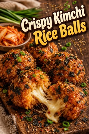 Crispy Kimchi Fried Rice Balls with Melty Mozzarella
