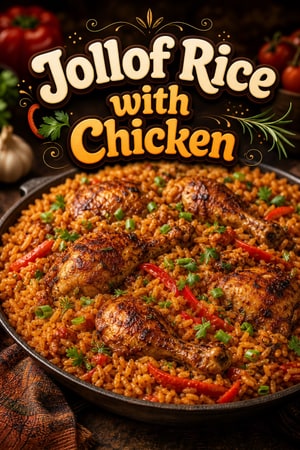 Smoky West African Jollof Rice with Chicken and Peppers