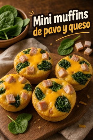 Mini muffins de pavo y queso alto en proteína para guardería