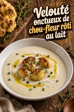Velouté onctueux de chou-fleur rôti au lait et au thym