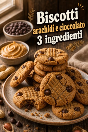 Biscotti al burro d'arachidi e cioccolato — 3 ingredienti