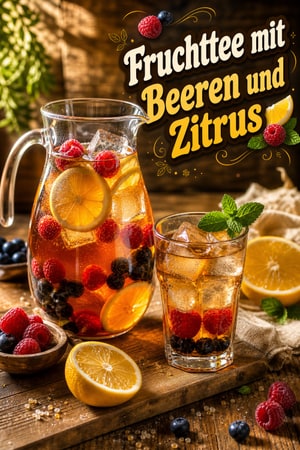 Erfrischender Fruchttee mit Beeren und Zitrusfrüchten