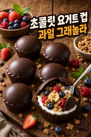 집에서 간단히 만드는 크리미 요거트와 깨지는 초콜릿 쉘 과일·그라놀라 컵 레시피 — 아침·간식·디저트용