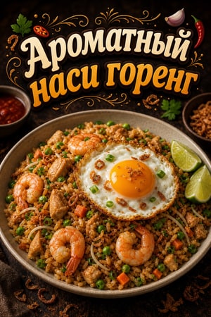 Ароматный Nasi Goreng — индонезийский жареный рис с яйцом