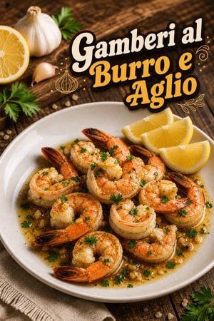 Scampi di Gamberi al Burro e Aglio con Vino Bianco