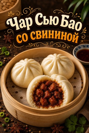 Пышные паровые булочки со свининой (Чар Сью Бао)