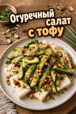 Хрустящий салат из огурцов с тофу