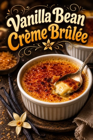Classic Vanilla Bean Crème Brûlée with Caramelized Crust