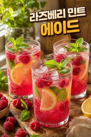 홈메이드 라즈베리 민트 리프레셔