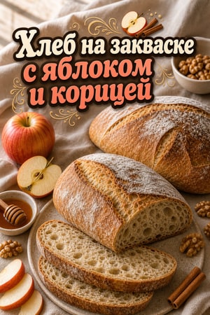 Яблочно-коричный хлеб на закваске с медом и орехами