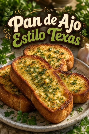 Pan Texas Toast de Ajo y Mantequilla Casero con Perejil