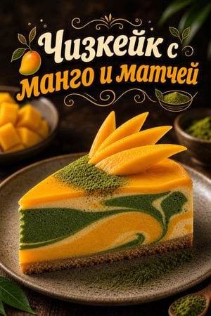Чизкейк с мангом и матчей - нежный десерт с японскими нотками