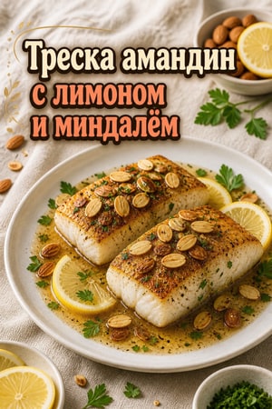 Классическая французская треска амандин с лимоном и миндалём