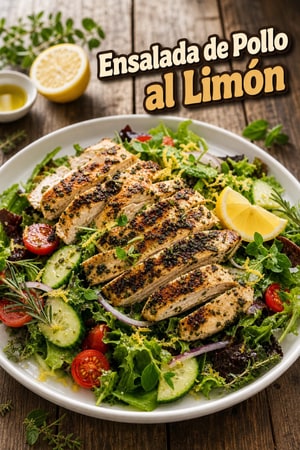 Ensalada de Pollo a la Parrilla con Limón y Hierbas Aromáticas