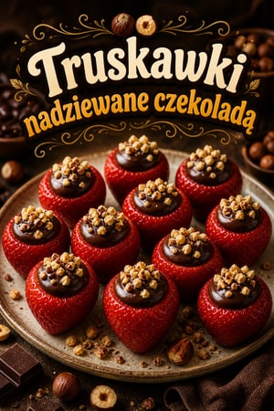 Wykwintne truskawki nadziewane czekoladą i orzechami laskowymi