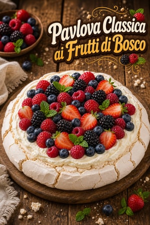 Pavlova Classica ai Frutti di Bosco e Crema alla Vaniglia