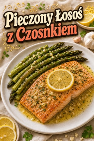 Pieczony łosoś z szparagami i czosnkiem z jednej blachy
