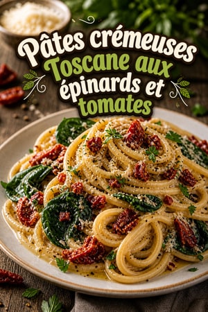 Pâtes crémeuses Toscane aux épinards et tomates séchées