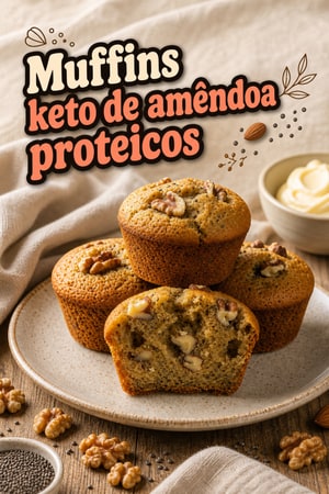Muffins keto de amêndoa e ovos, altos em proteína fáceis