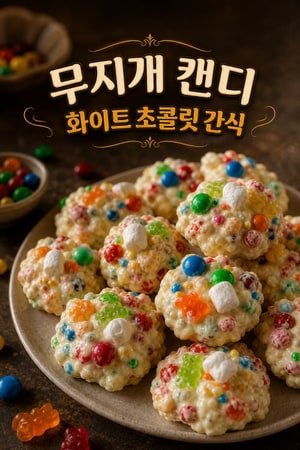 무지개 캔디 화이트 초콜릿 트릿