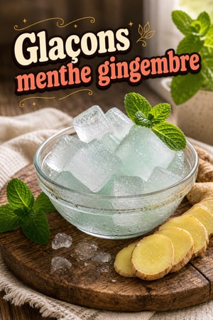 Glaçons menthe et gingembre pour nausées matinales