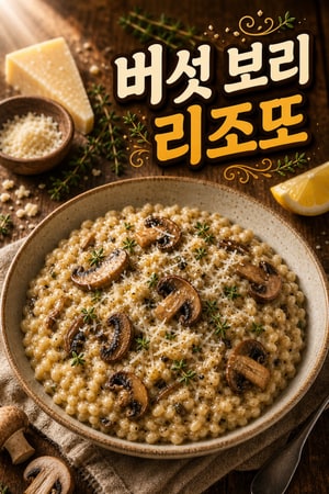 크리미 보리 리조또: 버섯·신선한 타임과 파르미지아노로 완성하는 따뜻하고 포근한 저녁 레시피