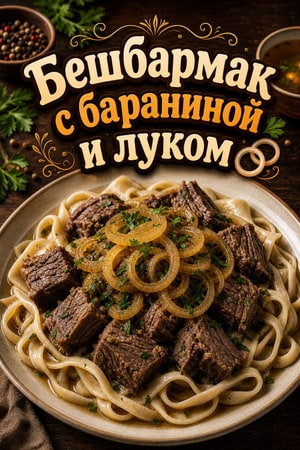 Бешбармак: домашняя лапша с тушёной бараниной и луком