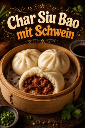 Authentische luftige Char Siu Bao (Gedämpfte Schweine-Buns)