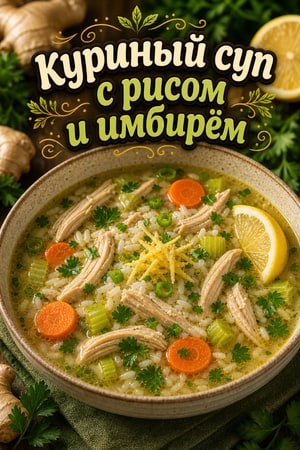 Успокаивающий имбирно-лимонный куриный суп с рисом