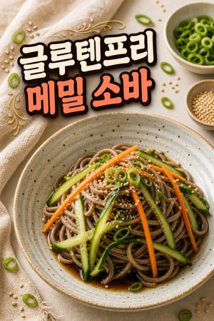 글루텐프리 100% 메밀 소바 샐러드: 참기름 간장 드레싱으로 만드는 간단 점심 건강한 비건 한끼 레시피