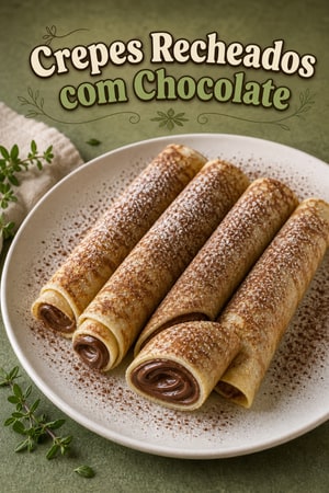 Crepes Recheados de Chocolate com Pó de Cacau