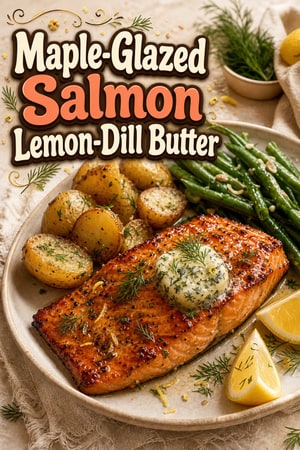 Maple-Glazed Atlantic Salmon with Lemon-Dill Butter