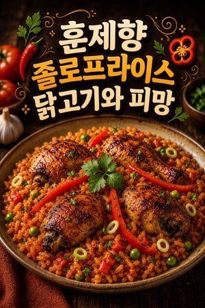 훈제향 가득한 서아프리카 졸로프 라이스와 닭고기·피망 집에서 만드는 한 냄비 파티용 저녁 메뉴