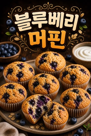 그릭 요거트를 넣은 건강한 블루베리 단백질 머핀 레시피
