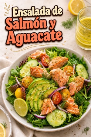 Ensalada de Salmón con Aguacate y Aderezo de Cítricos