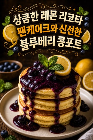 상큼한 레몬 리코타 팬케이크와 신선한 블루베리 콩포트 레시피