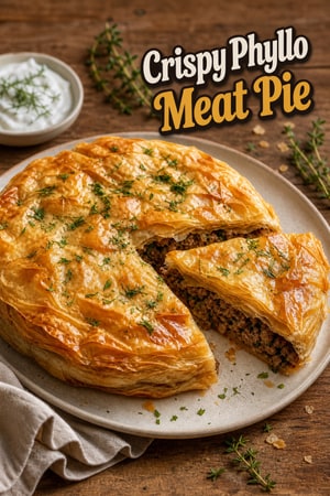 Crispy Phyllo Meat Pie with Ground Beef and Herbs