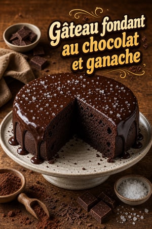 Gâteau Fudge au Chocolat, ganache noire et fleur de sel