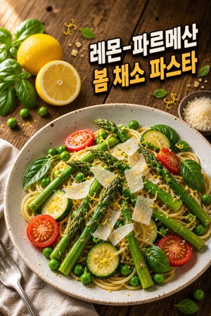 집에서 만드는 상큼한 레몬-파르메산 봄 채소 파스타 프리마베라, 채소 듬뿍 간단 저녁 레시피